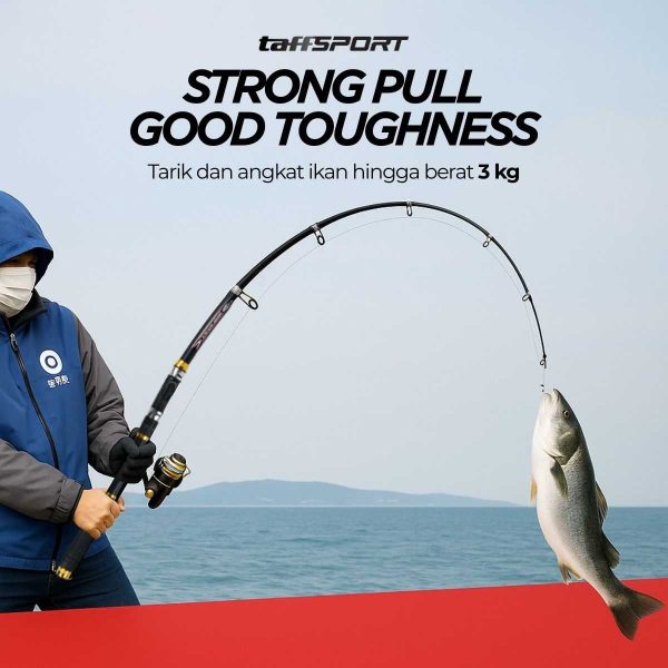 TaffSPORT Joran Pancing Antena Portable Telescopic Fishing Rod Pole Carbon Fiber 2.7M - C562L - Black