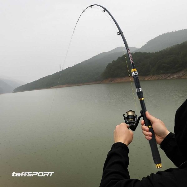 TaffSPORT Joran Pancing Antena Portable Telescopic Fishing Rod Pole Carbon Fiber 2.7M - C562L - Black