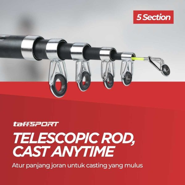 TaffSPORT Joran Pancing Antena Portable Telescopic Fishing Rod Pole Carbon Fiber 2.7M - C562L - Black