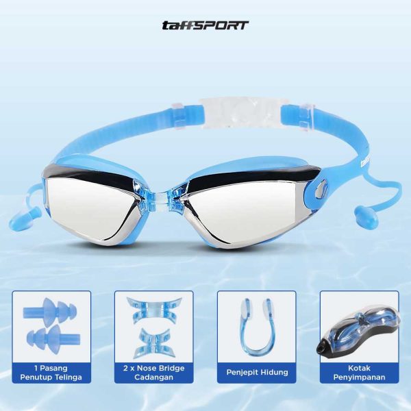 TaffSPORT Kacamata Renang dengan Penutup Telinga