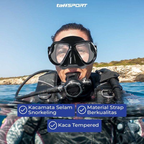 TaffSPORT Kacamata Selam Scuba Diving Snorkeling - M22 Black