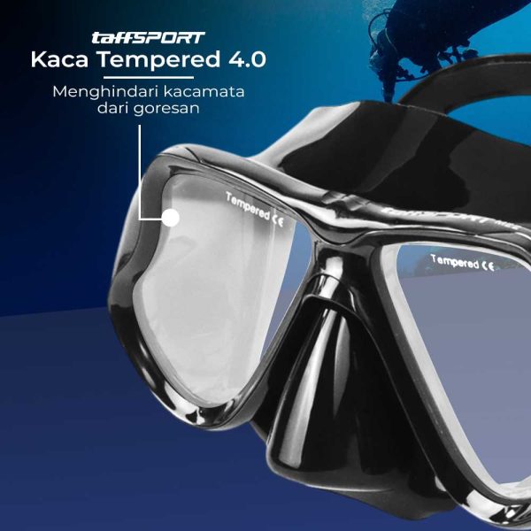 TaffSPORT Kacamata Selam Scuba Diving Snorkeling - M22 Black