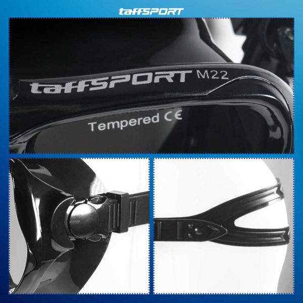 TaffSPORT Kacamata Selam Scuba Diving Snorkeling - M22 Black