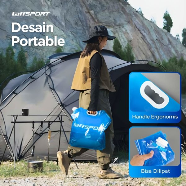TaffSPORT Kantong Air Minum Portable Camping Water Storage 10L Blue