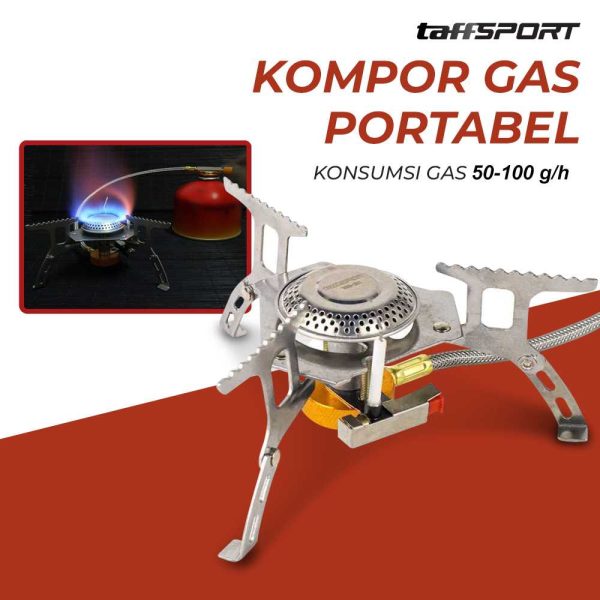 TaffSPORT Kompor Gas Lipat Portabel Camping Stove - WSS-201 - Silver