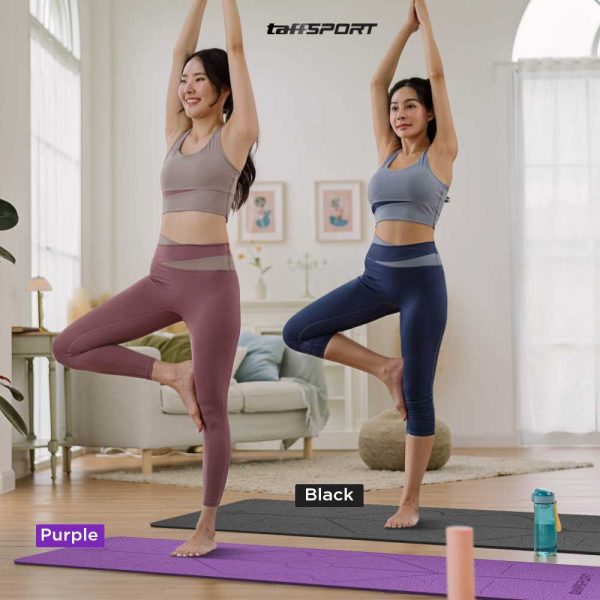 TaffSPORT Karpet Pilates Yoga Mat Anti Slip TPE 183 x 61 CM - PROlite 60 Hitam