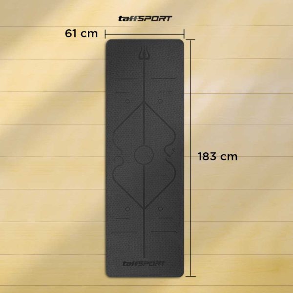 TaffSPORT Karpet Pilates Yoga Mat Anti Slip TPE 183 x 61 CM - PROlite 60 Hitam