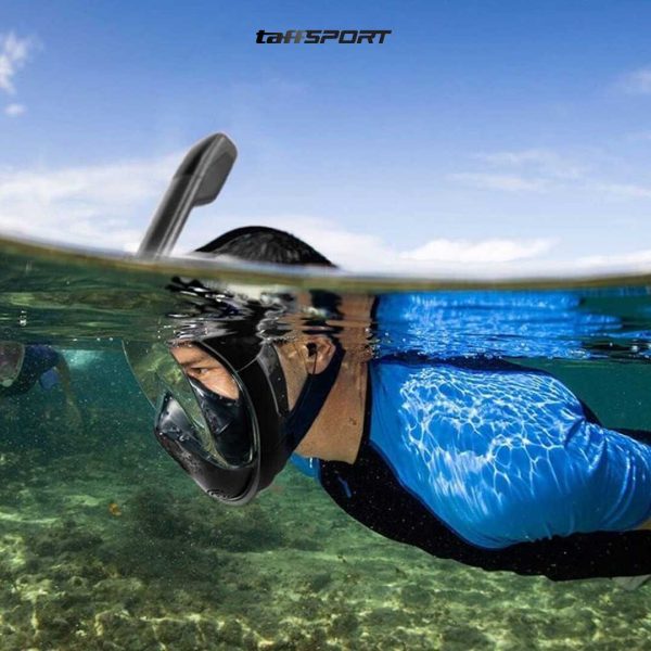 TaffSPORT Masker Full Face Scuba Diving Snorkeling- M2068G - Black