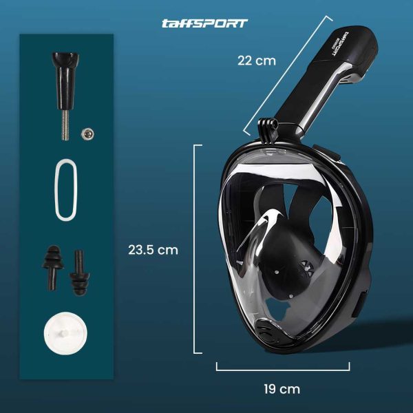 TaffSPORT Masker Full Face Scuba Diving Snorkeling- M2068G - Black