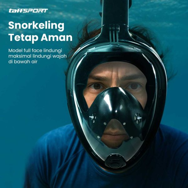 TaffSPORT Masker Full Face Scuba Diving Snorkeling- M2068G - Black