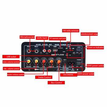 TaffSTUDIO Amplifier Board Audio Bluetooth USB FM Subwoofer DIY 400W - D10OK