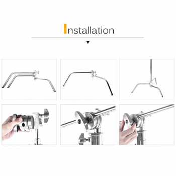 TaffSTUDIO C Light Stand Tripod Studio Lighting Photography 130 cm with Extension Arm - CD-50