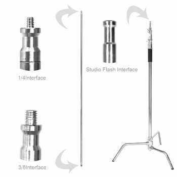 TaffSTUDIO C Light Stand Tripod Studio Lighting Photography 130 cm with Extension Arm - CD-50