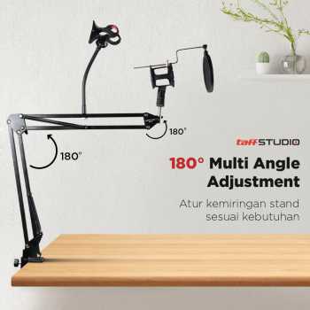 TaffSTUDIO Condenser Microphone Stand Holder 360 Lazypod Clamp Professional Set - NB-35 - Black