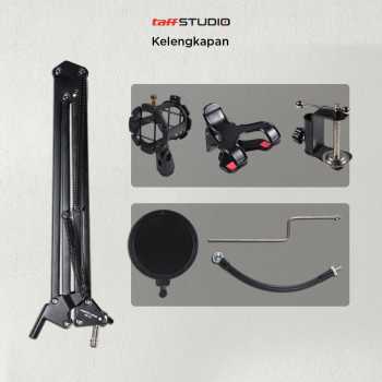 TaffSTUDIO Condenser Microphone Stand Holder 360 Lazypod Clamp Professional Set - NB-35 - Black