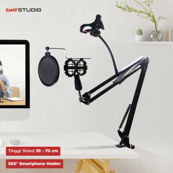 TaffSTUDIO Condenser Microphone Stand Holder 360 Lazypod Clamp Professional Set - NB-35 - Black