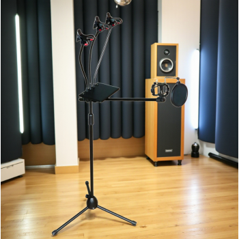 TaffSTUDIO Microphone Standing Holder Tripod with 3 x SmartphoneHolder