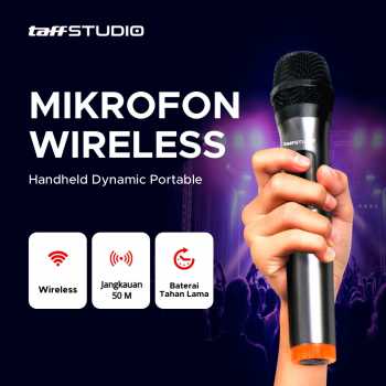 TaffSTUDIO Mikrofon Karaoke Wireless Handheld Dynamic Portable 2.4GHz - MC-1200