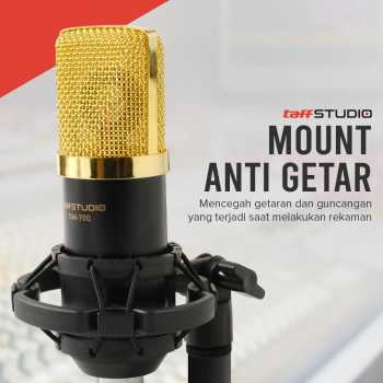 TaffSTUDIO Mikrofon Kondenser Studio dengan Shock Proof Mount - BM-700 - Black