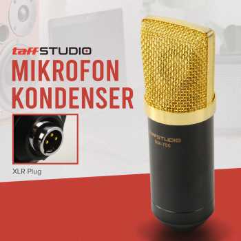 TaffSTUDIO Mikrofon Kondenser Studio dengan Shock Proof Mount - BM-700 - Black