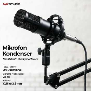 TaffSTUDIO Mikrofon Kondenser XLR Condenser Microphone with Holder - BM-800
