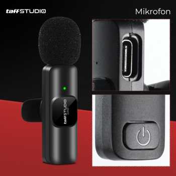 TaffSTUDIO Mikrofon Wireless Lavalier Portable Microphone USB Type C - ODR08