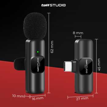 TaffSTUDIO Mikrofon Wireless Lavalier Portable Microphone USB Type C - ODR08