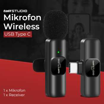 TaffSTUDIO Mikrofon Wireless Lavalier Portable Microphone USB Type C - ODR08