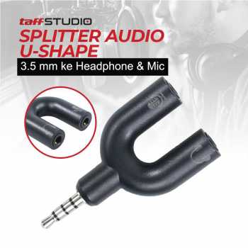 TaffSTUDIO Splitter Audio Shape U 3.5mm ke Headphone & Mic - K0650 - Black