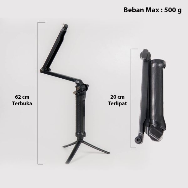 TaffSTUDIO Tongsis 3-Way dengan Tripod untuk Action Camera Xiaomi GoPro - VS77