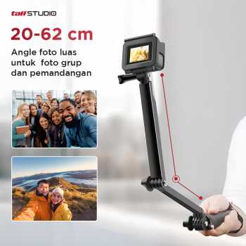 TaffSTUDIO Tongsis 3-Way dengan Tripod untuk Action Camera Xiaomi GoPro - VS77
