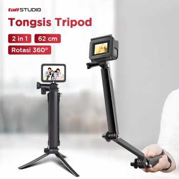 TaffSTUDIO Tongsis 3-Way dengan Tripod untuk Action Camera Xiaomi GoPro - VS77