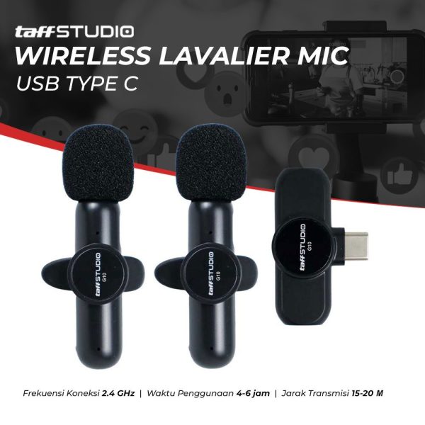 TaffSTUDIO Mikrofon Portable Wireless Lavalier Mic USB Type-C - G10