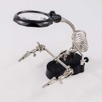 Taffware Alat Pegangan Solder Helping Hand LED Kaca Pembesar 3.5X - TE-801