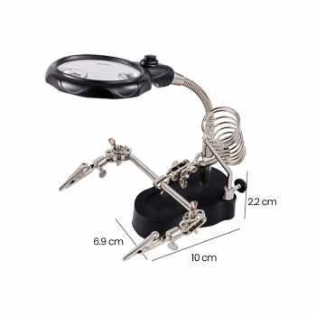 Taffware Alat Pegangan Solder Helping Hand LED Kaca Pembesar 3.5X - TE-801