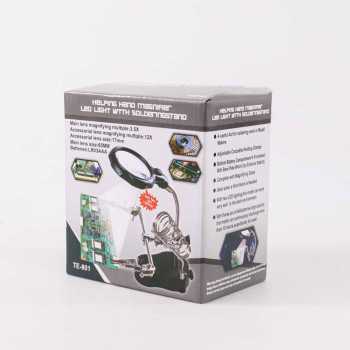 Taffware Alat Pegangan Solder Helping Hand LED Kaca Pembesar 3.5X - TE-801