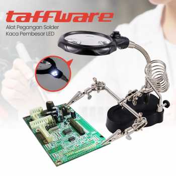 Taffware Alat Pegangan Solder Helping Hand LED Kaca Pembesar 3.5X - TE-801