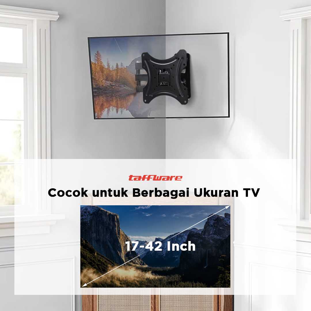 Taffware Telescopic TV Bracket 2.5m 200 x 200 Pitch for 17-42 Inch