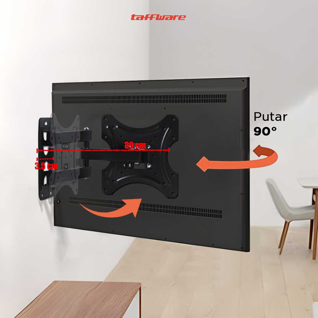 Taffware Telescopic TV Bracket 2.5m 200 x 200 Pitch for 17-42 Inch
