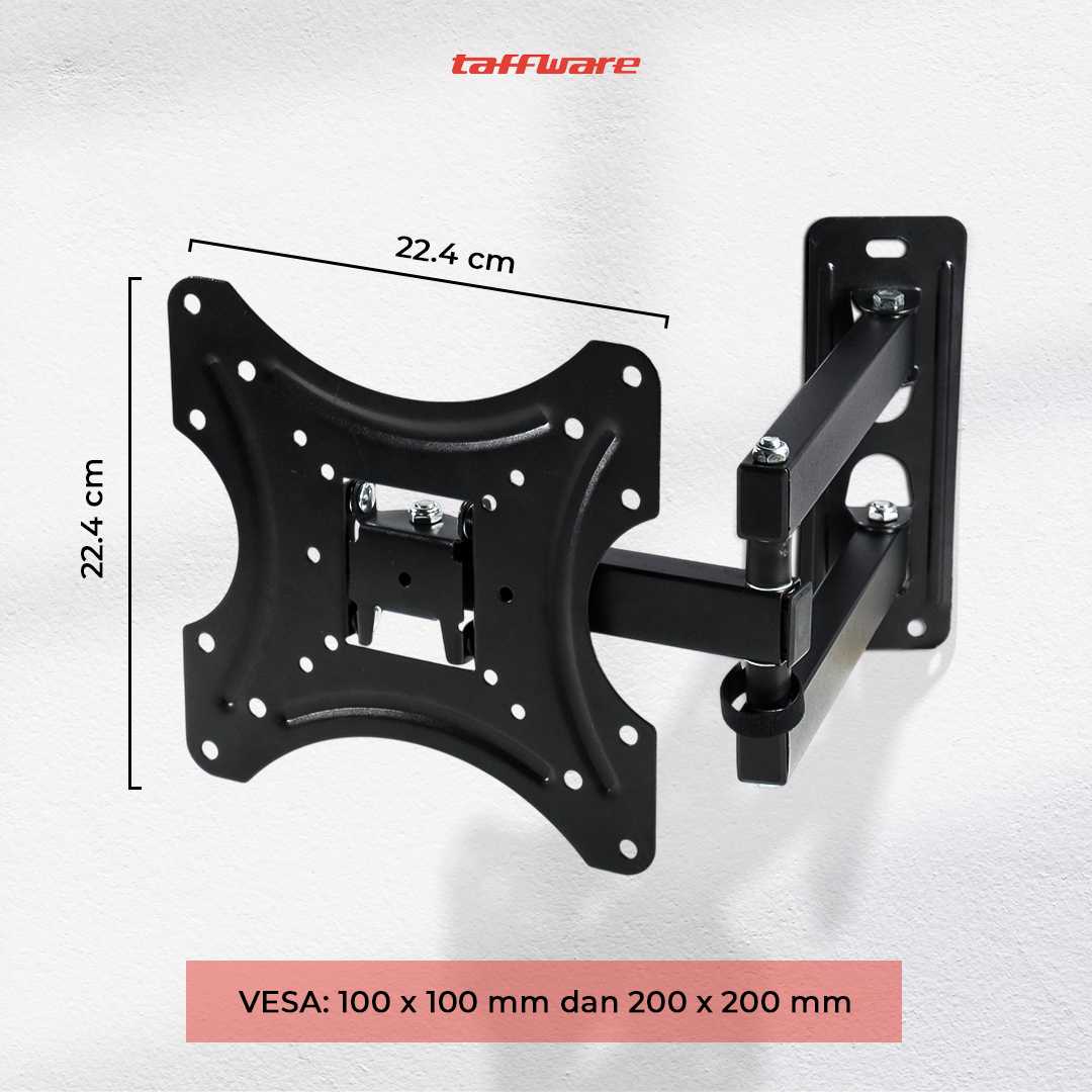 Taffware Telescopic TV Bracket 2.5m 200 x 200 Pitch for 17-42 Inch