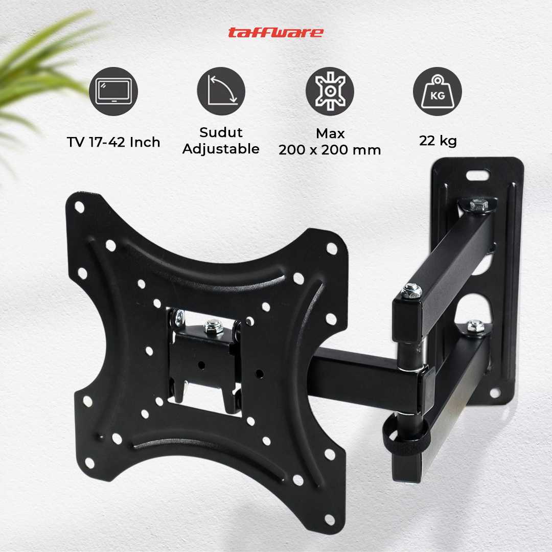Taffware Telescopic TV Bracket 2.5m 200 x 200 Pitch for 17-42 Inch