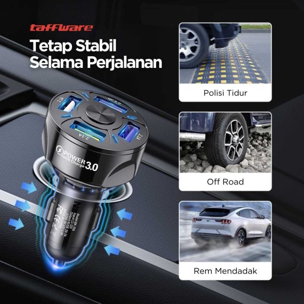 Taffware Car Charger Mobil USB 4 Port QC3.0 35W 7A - BK-358