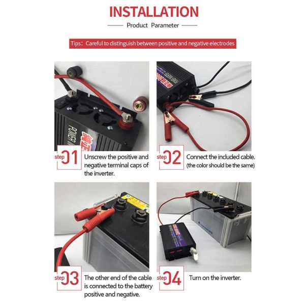 Taffware Car Power Inverter Pure Sine Wave DC 12V to AC220V 1000W