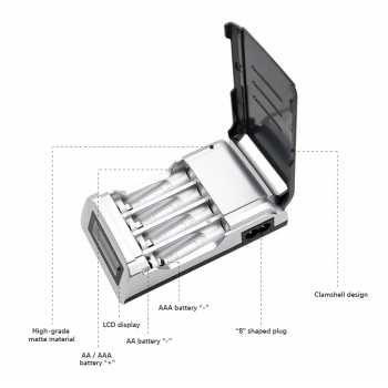 Taffware Charger Baterai 4 Slot AA AAA Ni-CD Ni-MH Fast Charging LCD - C905W