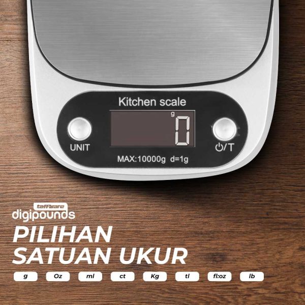 Taffware Digipounds Timbangan Dapur Digital Kitchen Scale 10kg 1g - Z2S