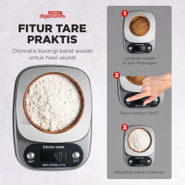 Taffware Digipounds Timbangan Dapur Mini Digital 1kg 0.1g - i2000