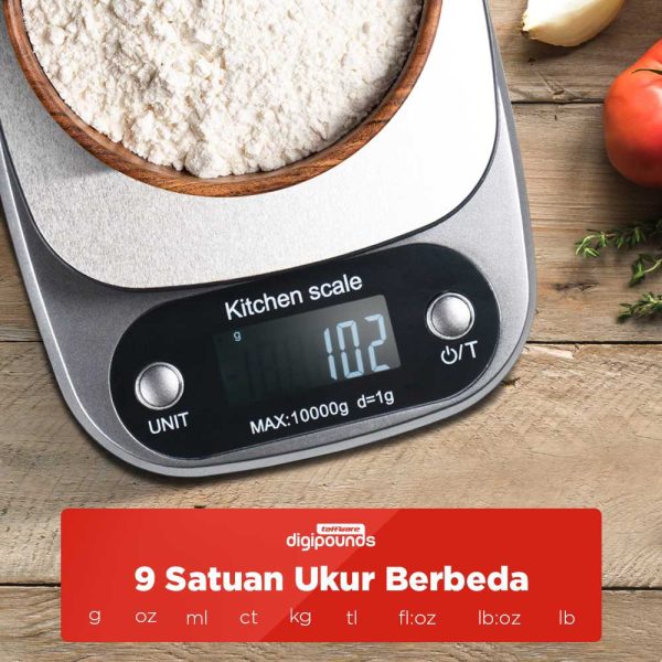 Taffware Digipounds Timbangan Dapur Digital Kitchen Scale 10kg 1g Z3S