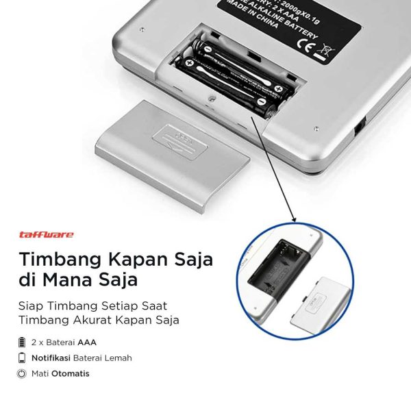 Taffware Digipounds Timbangan Dapur Mini Digital 1kg 0.1g - i2000