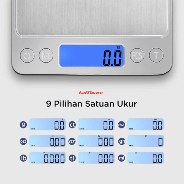 Taffware Digipounds Timbangan Dapur Mini Digital 1kg 0.1g - i2000