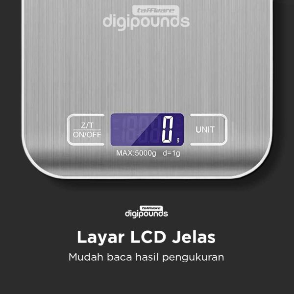 Taffware Digipounds Timbangan Dapur Digital Kitchen Scale 5kg 1g - Z1S